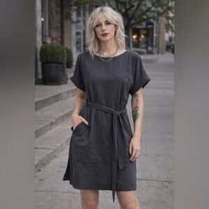 Babaton Navy Belted Short Sleeve Dress – Size S